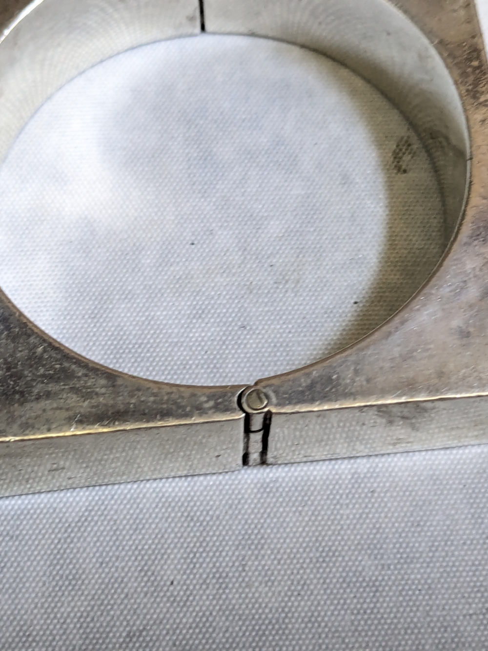 Sterling Silver Square Hinged Bangle Bracelet Taxco 7" Modernist Hollow - Picture 9 of 16